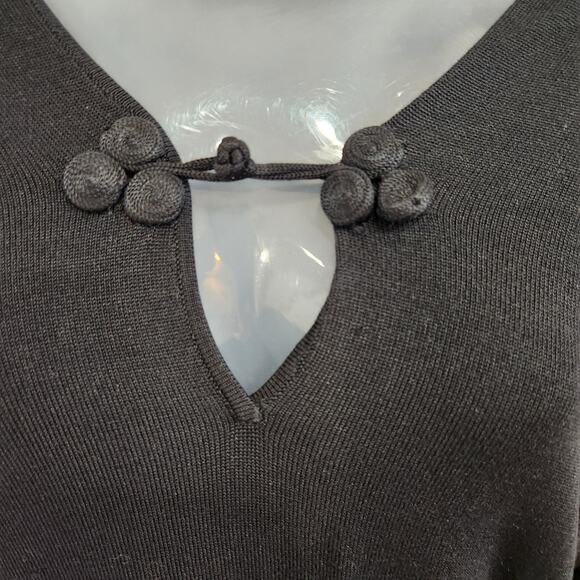 White + Warren Long Sleeve Keyhole Neck Minimalist Sweater Black Size Medium - Picture 5 of 5